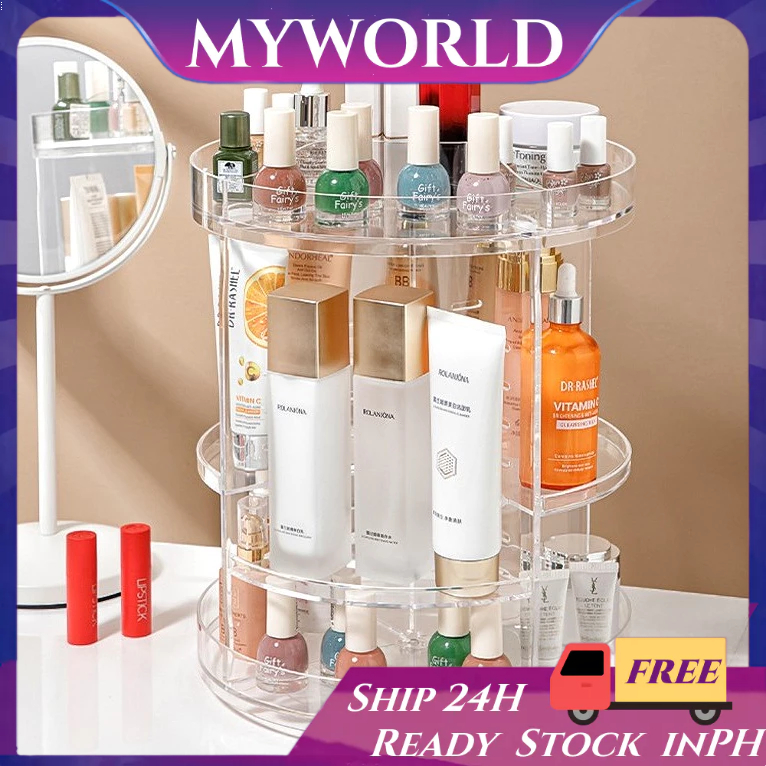 【MYWORLD】360 Degree Rotating Cosmetic Storage Display Make Up Organizer ...