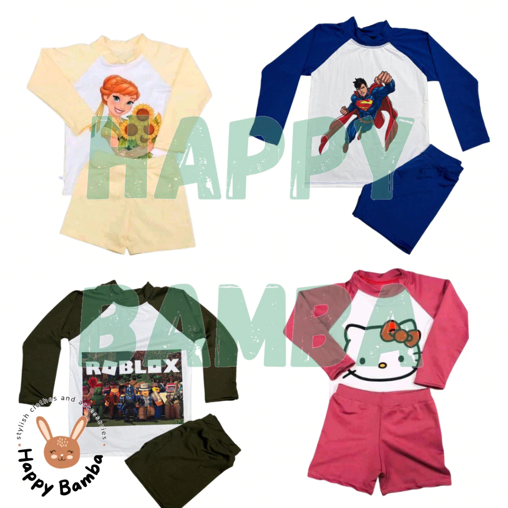 Bamba Rash Guard for Kids Terno (0-8 Yrs Old) Swimming Swimsuits Summer ...