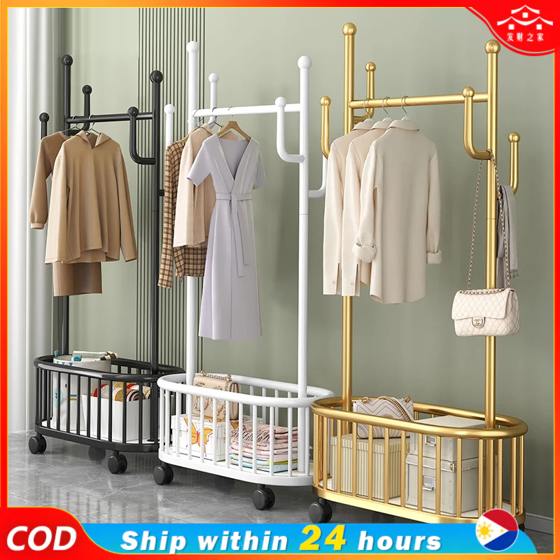 Movable Clothes Rack Nordic Light Luxury Home Room Coat Rack With ...