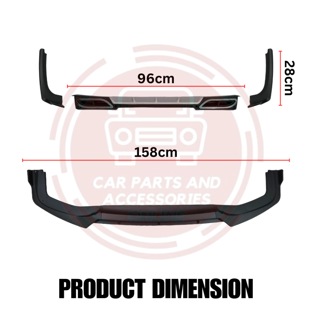 CPAO Toyota Wigo 2018+ Front and Rear Lip Chin Diffuser Set (7444 ...
