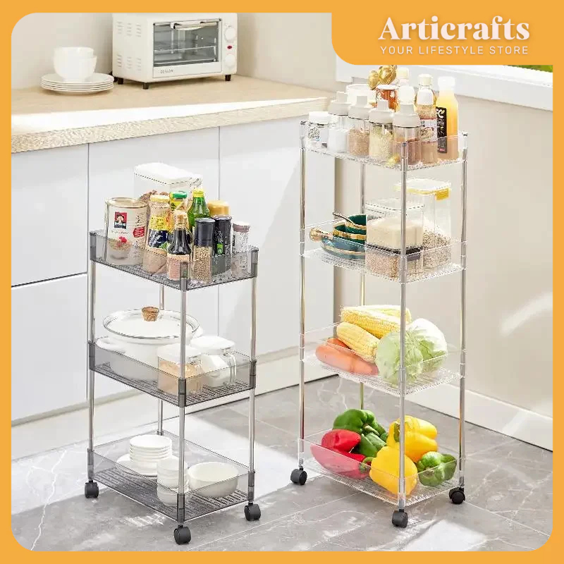 Transparent Multi-purpose Movable Trolley Storage Rack | Shopee Philippines