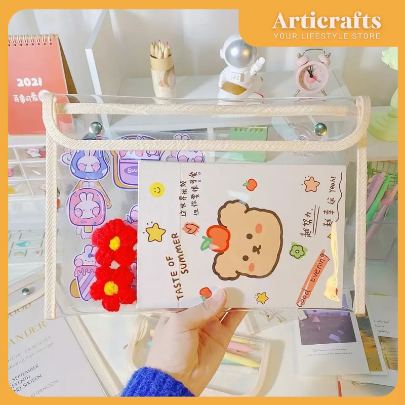 Japan Style Minimalist Transparent Envelope Snap Button | Shopee ...