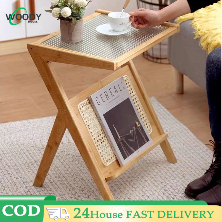 Bamboo Foldable Coffee Table With Smooth Varnished Surface - Ideal For Coffee Tea And Laptop Elegant Living Room And Office Furniture Natural