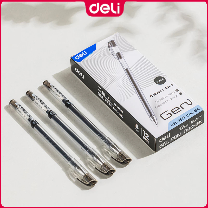 Deli Gel Pen 0.5mm Tip Black/Blue Ink Writing Pen Student Stationery ...