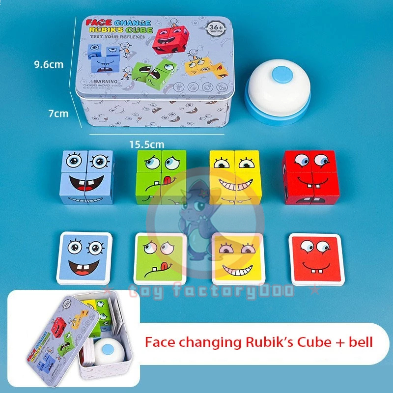 NEW 64pc Cards Wooden FaceChanging educational Magic Cube Building