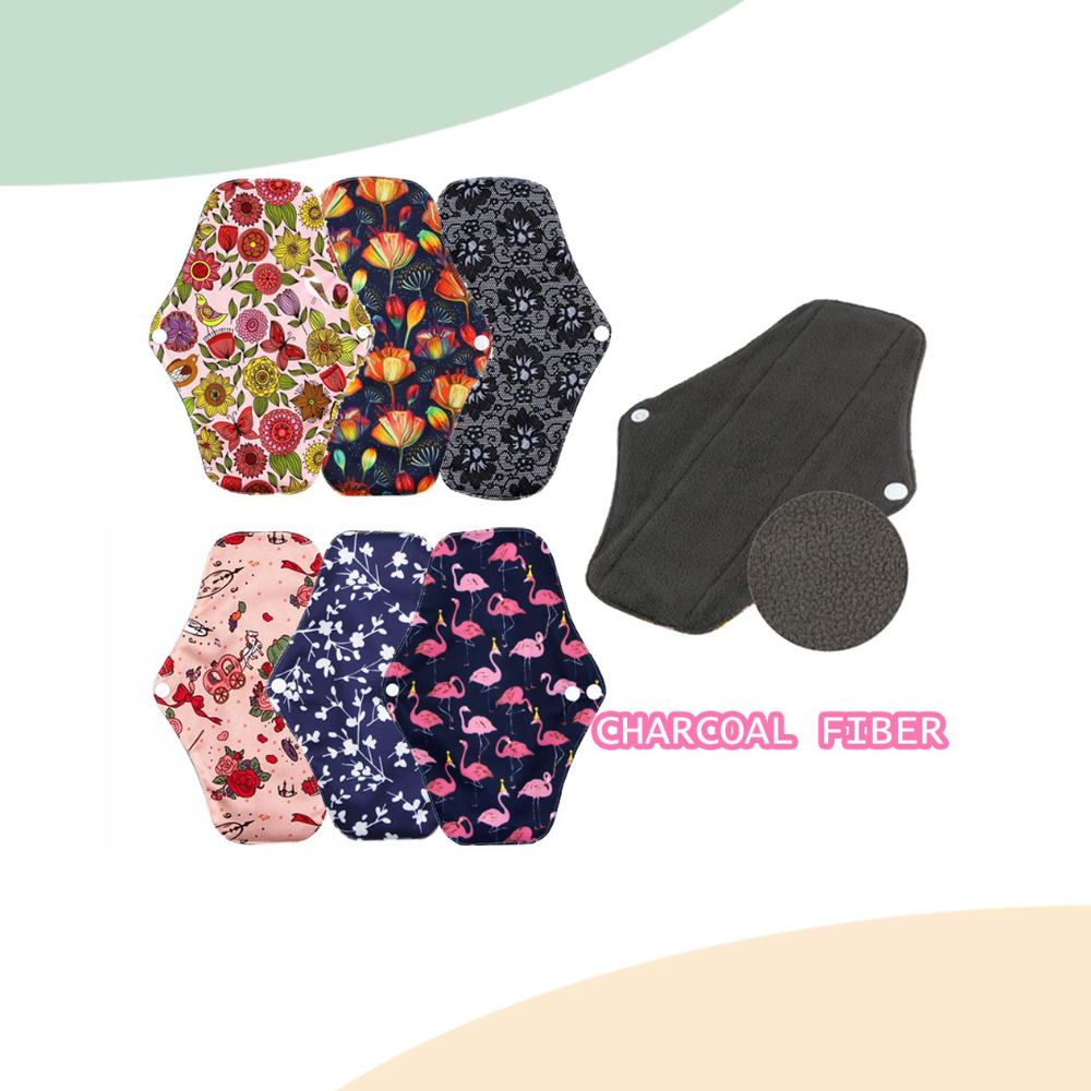 Reusable Charcoal Cloth Washable Menstrual Pad LeakProof Night Sleep