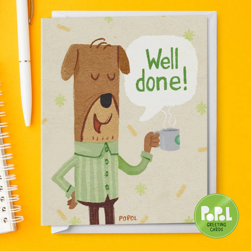 Popol - Well Done - Encouragement Office Greeting Card Cute ...
