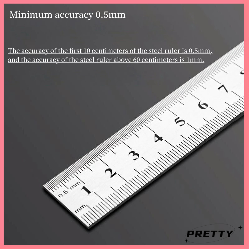 Stainless Steel Measuring Double-sided Scale Ruler 30cm/60cm High ...