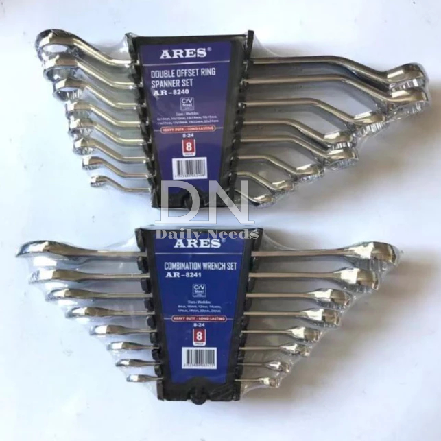 8-24mm 8 Pcs ARES Tools Set Combination Wrench Set Double Ring Offset ...