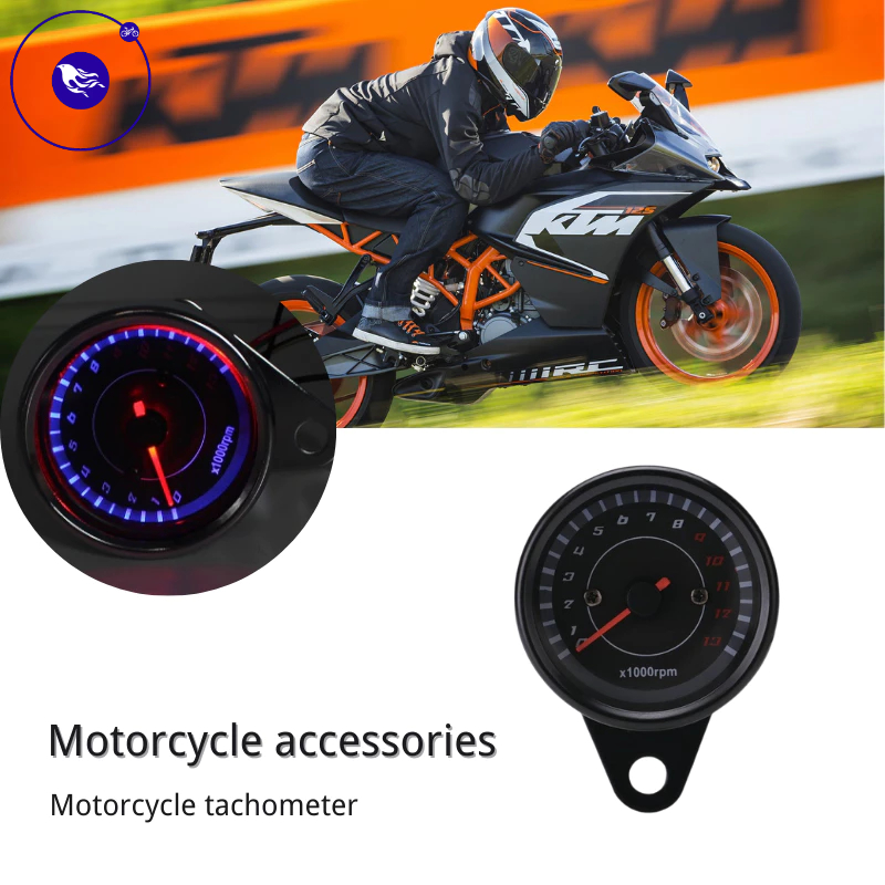 Universal Motorcycle RPM Gauge Led Back Light Meter Tachometer Rev