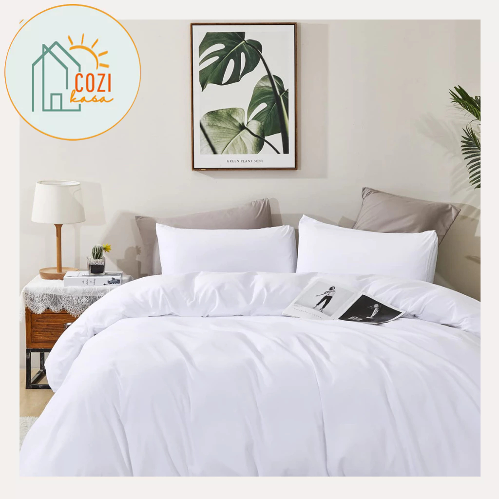 CoziKasa Elegant Plain White Comforter/ Filler Alternative Bed