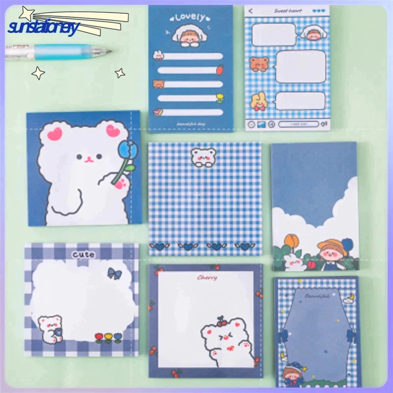 Cute Ins Style Girl Heart Cartoon Bear Girl Sticky Note Message Note ...