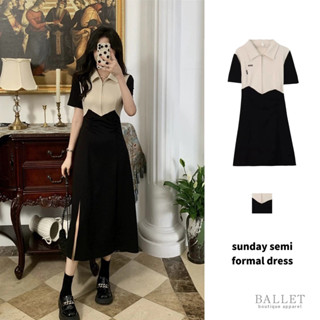 korean plain black polo dress plus size sunday semi formal dress slit dress for woman casual BB Shopee Philippines