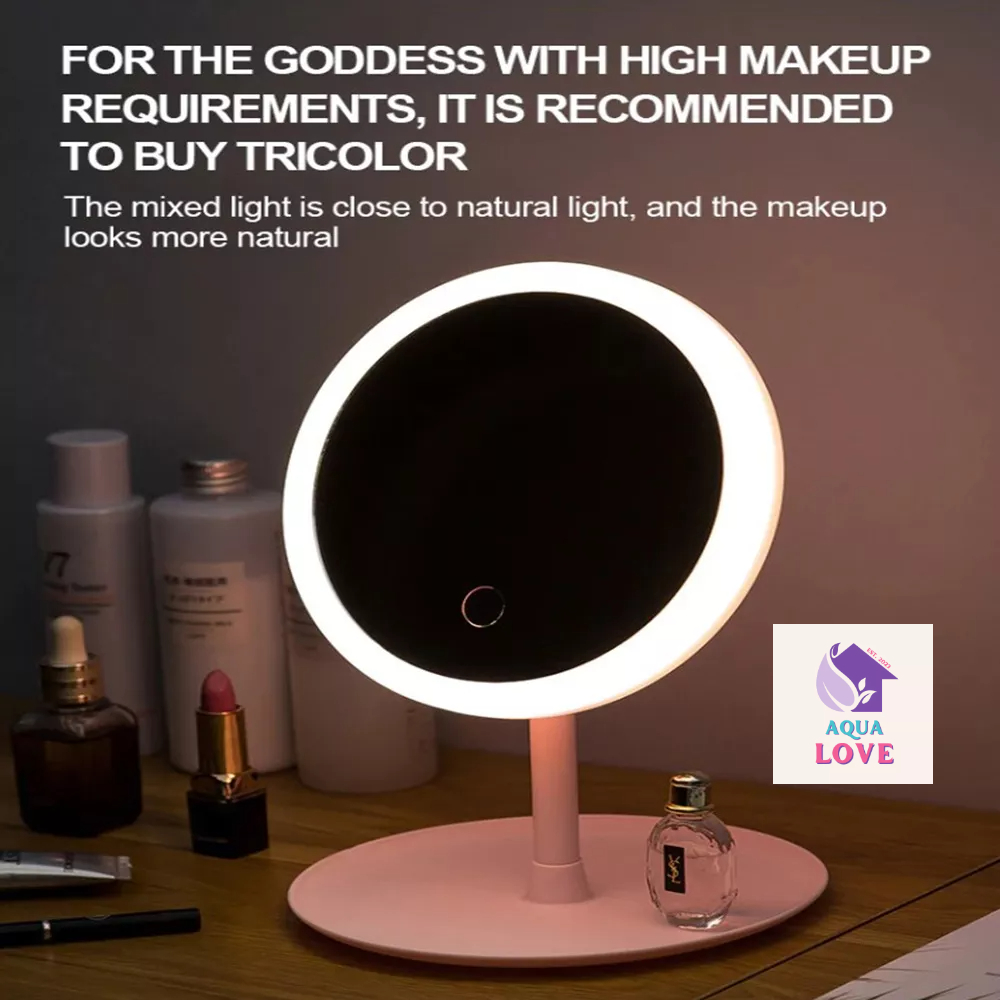 AQUA *LED Mirror Vanity Mirror LED Makeup Mirror Rechargeable with 3