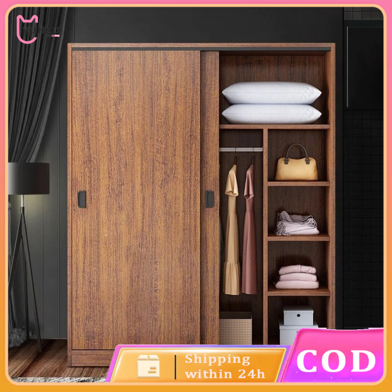 [On Hand] Wooden Wardrobe Bedroom Armoire With Sliding Door