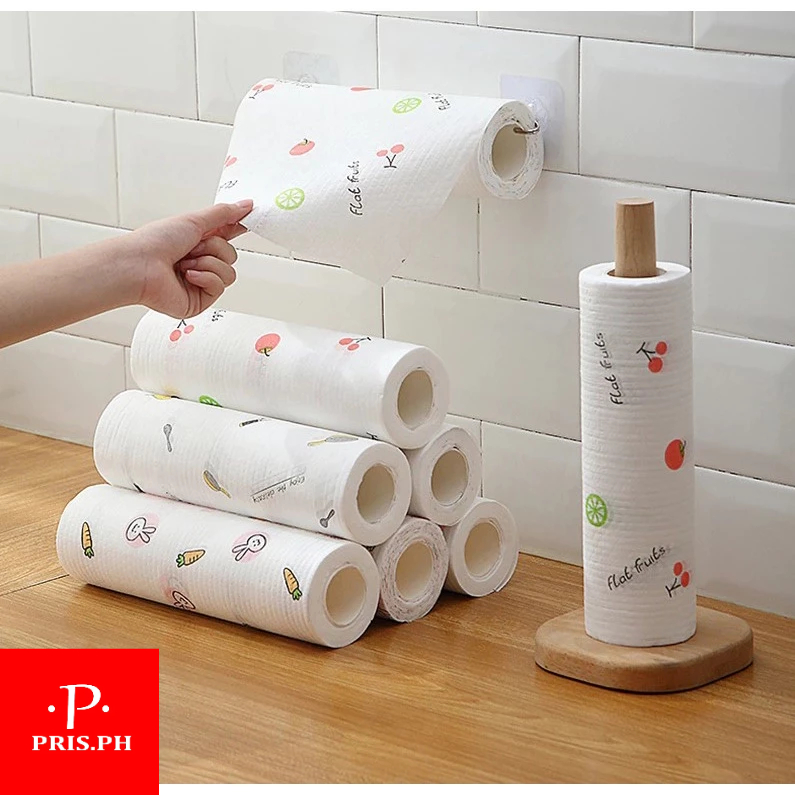 50pcs/roll Disposable Clean Lazy Rag Paper Kitchen Oil Absorbent Paper ...