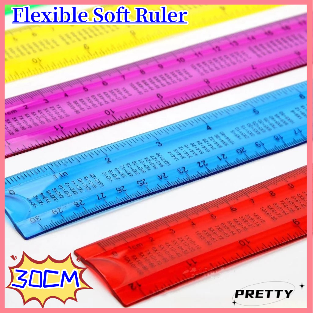 Candy Color Ruler Flexible Soft Unbreakable Multifunctional Student ...