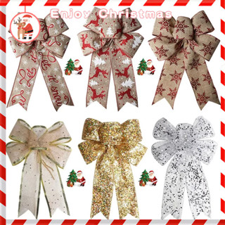 4pcs Christmas-themed Imitated Linen Butterfly Bow Bell Shaped