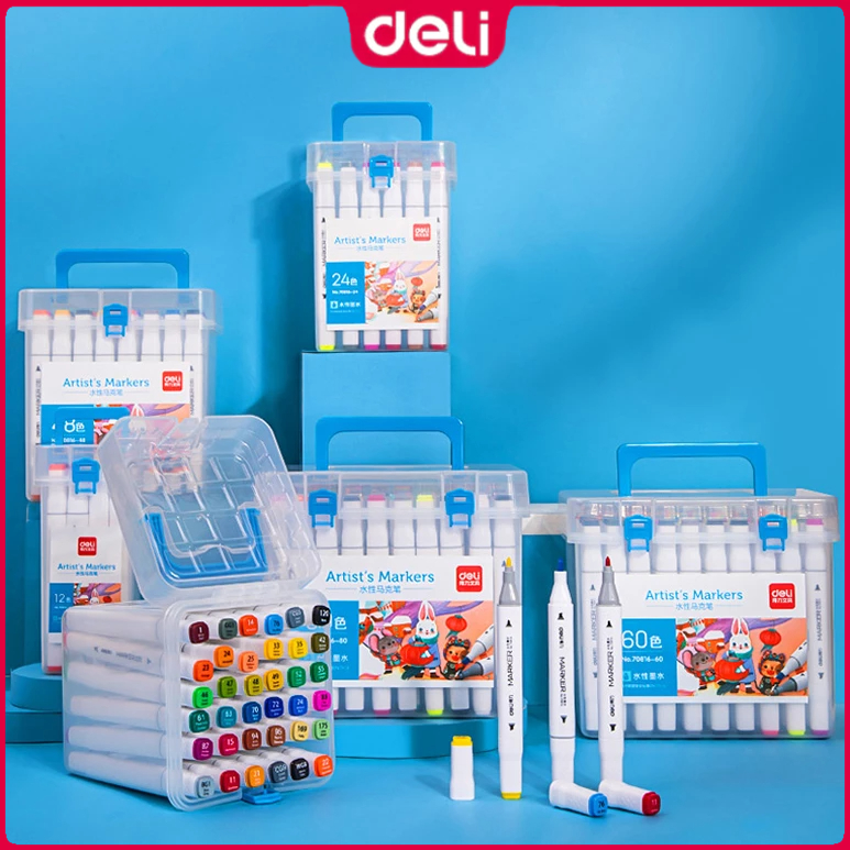 Deli 12/24/36 Colors Alcohol Marker Pen Set Art Marker School Supplies