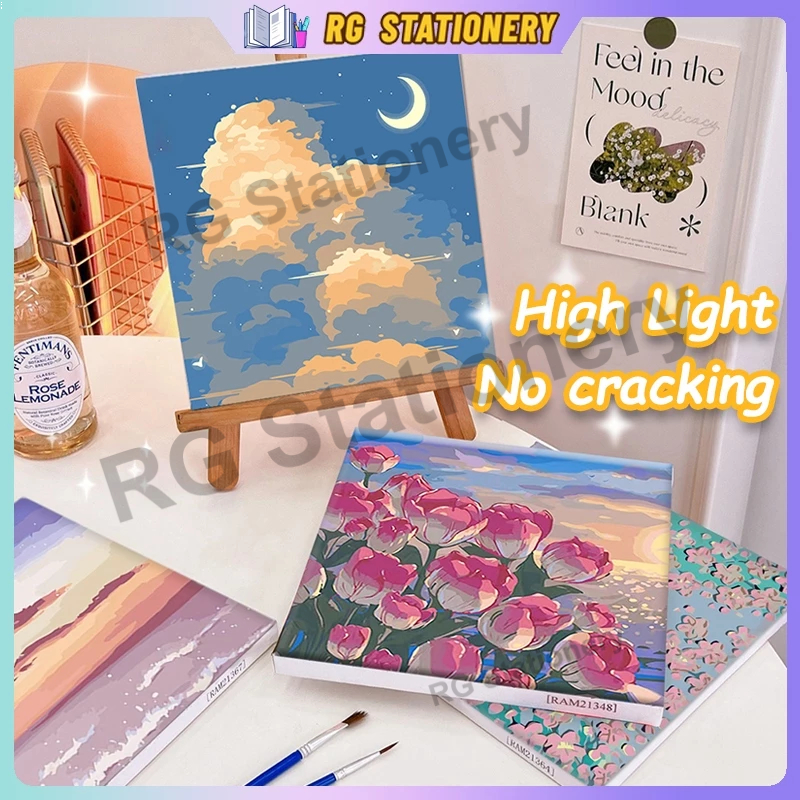 Digital Oil Paint By Numbers 20x 20cm Canvas Frame Number Painting