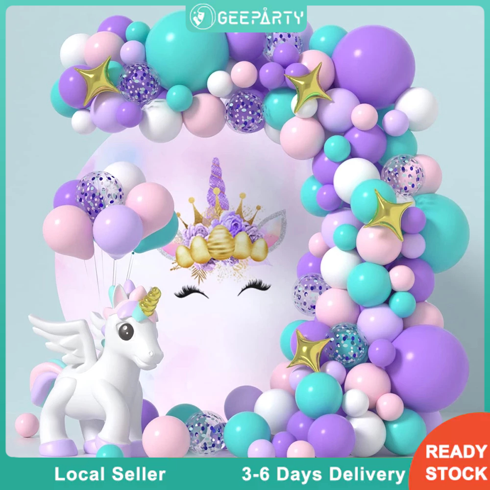 108pcs Macaron Purple Balloon Garland Arch Kit for Unicorn Theme