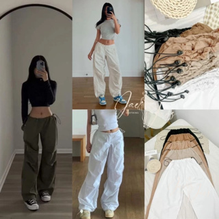 Women's Cargo Joggers Pants Hip Hop Goth Drawstring Elastic Waist Hiking  Baggy Jeans for Girls Y2K Fashion