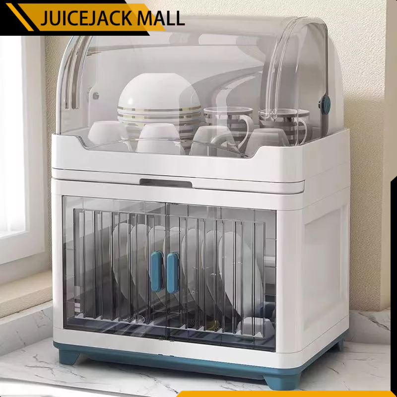 Clamshell Tableware Cupboard With Cover Dish Rack Organizer Cabinet ...