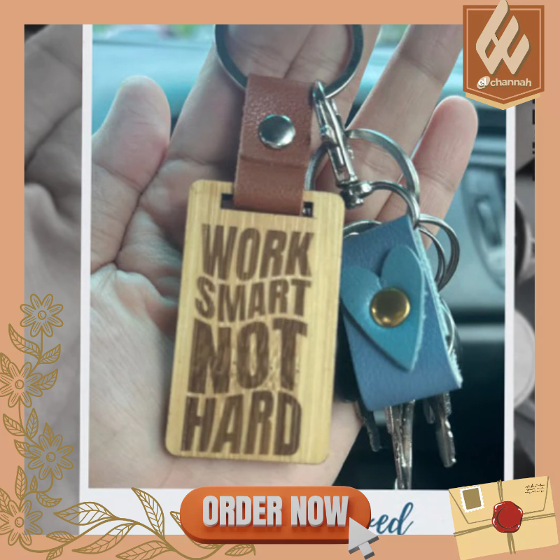 Personalized wooden keychain with leather strap | Shopee Philippines