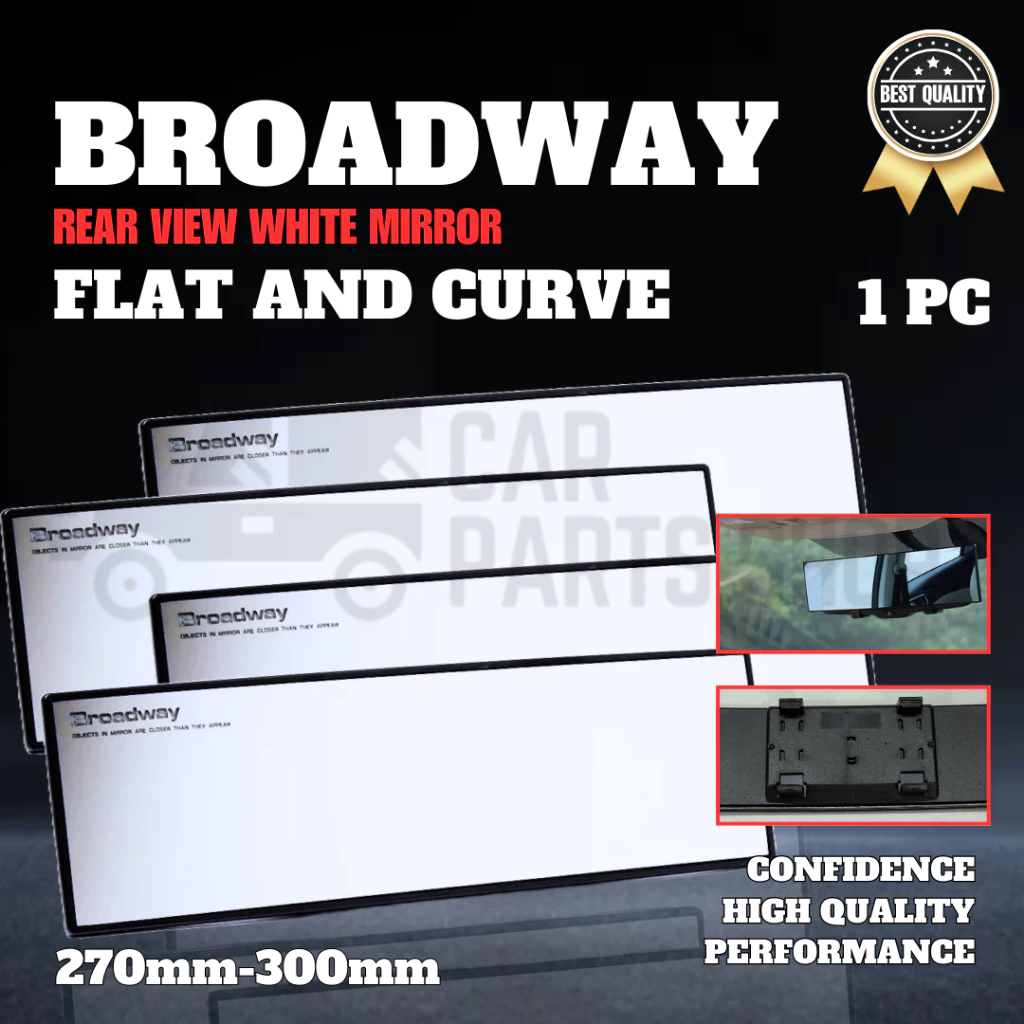 OAPC Broadway Rear view Mirror (270mm-300mm) Flat & Curve White Mirror ...