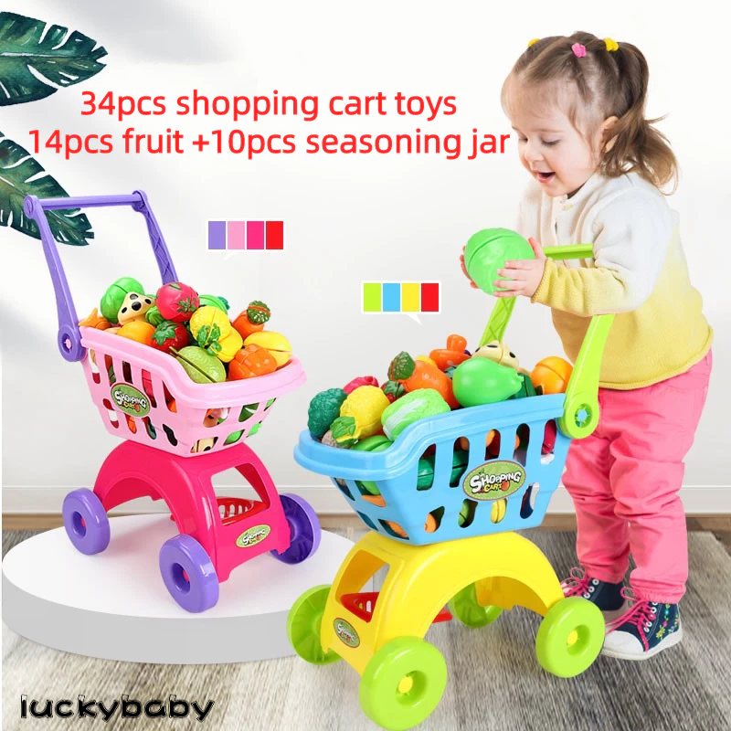 35pcs Kids Shopping Cart Trolly Toys For Kitchen Play House Simulation ...