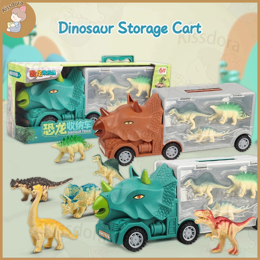 Kissdora Dinosaur Caravan Trucks Toys Dinosaur Toys Car Anti-drop Toy ...