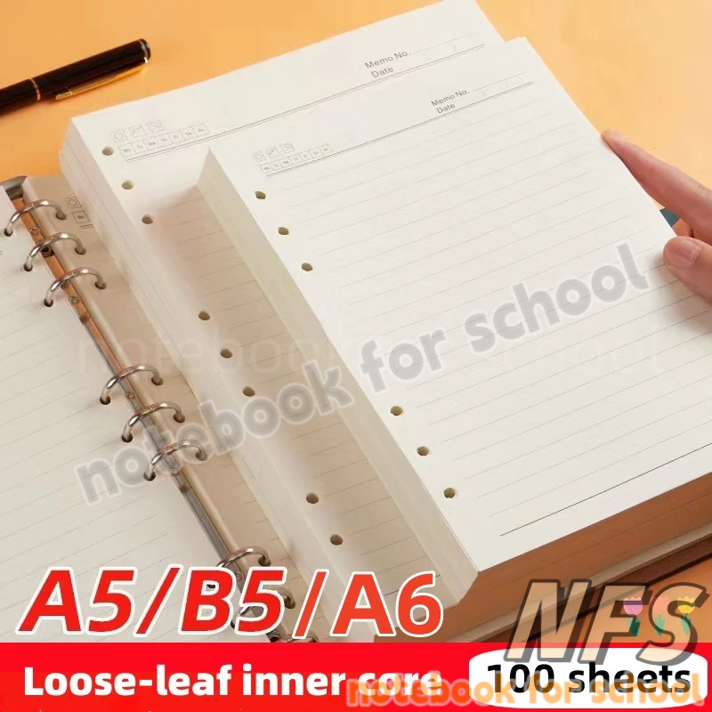 thumbnail image 2 of ZGMJ Unpunched Lined Refill Paper - A5 Loose Leaf Paper For Ring Binder/Discbound Notebook Planner Inserts, 100 Sheets/200 Pages, 6-Hole Punched, 100gsm Ruled White Pages, 5.8" X 8.2 2 of 14