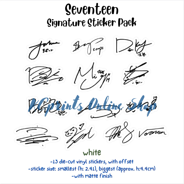 Seventeen Signature Sticker Pack 13 pcs. Waterproof Transparent White ...