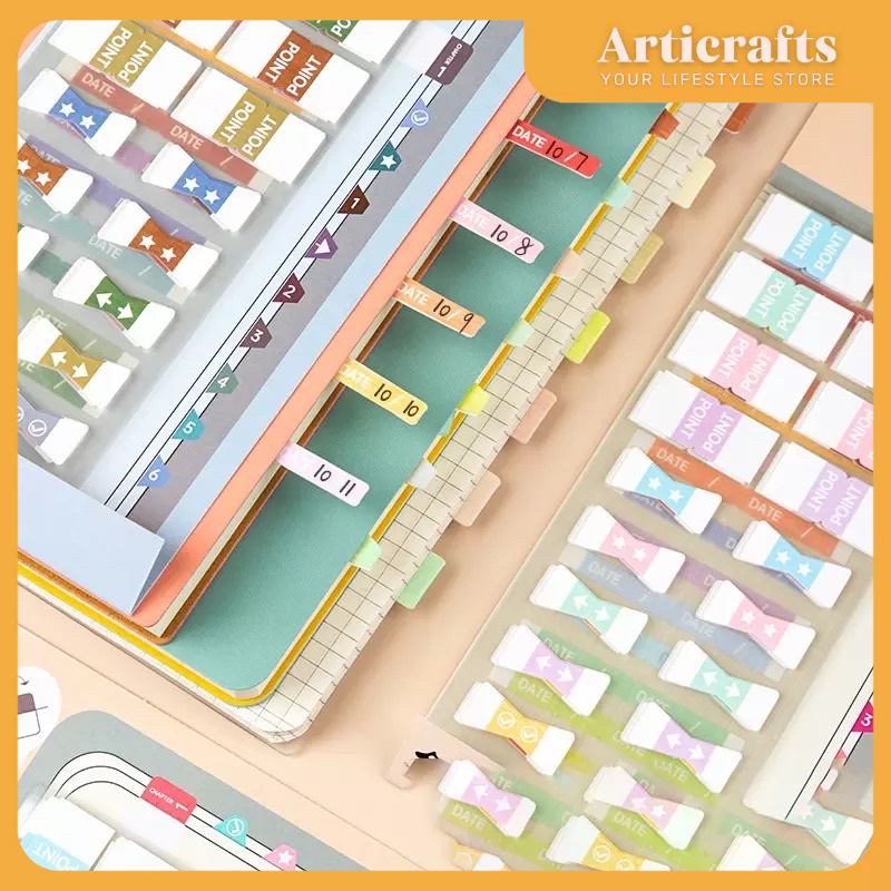 8pcs/pack Macaron and Retro Color Index Bookmark Stickers | Shopee ...