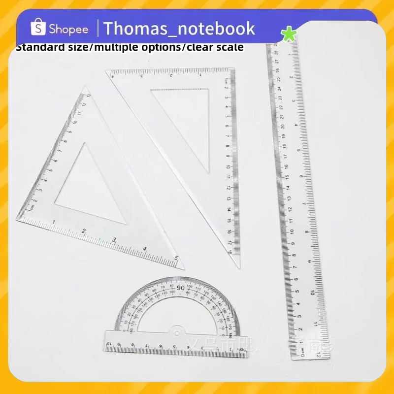 4PCS/Set 30cm Transparent Plastic Ruler Set Ruler Combo Math ...
