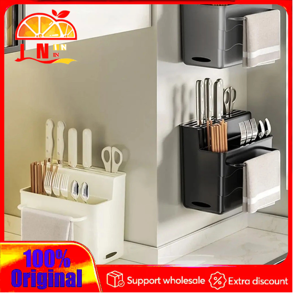Kitchen Multi-functional Knife Rack/ Wall Mounted Storage Rack W/ Hooks ...
