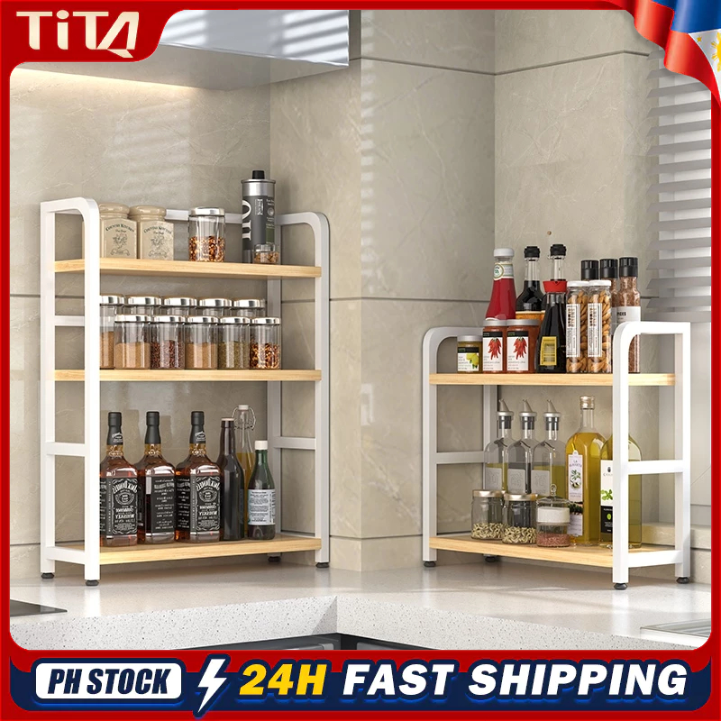 2/3 Layer Spice Rack Kitchen Oil Salt Sauce Vinegar Condiments ...