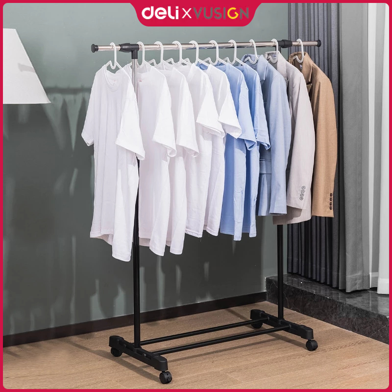 Deli Vusign Adjustable Single Pole Telescopic Clothes Rack Cloth Rack ...