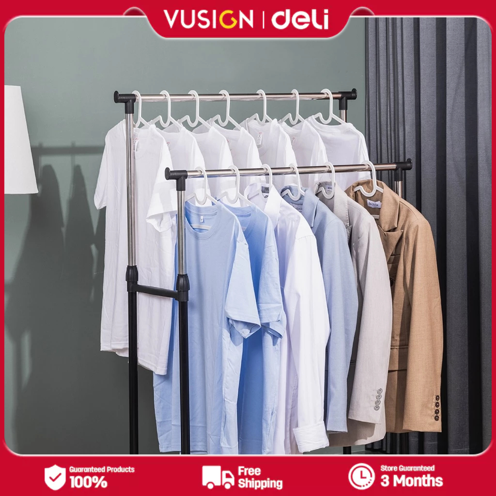 Deli Vusign 360 Rotating Clothes Rack Double Poles Telescopic Stainless ...