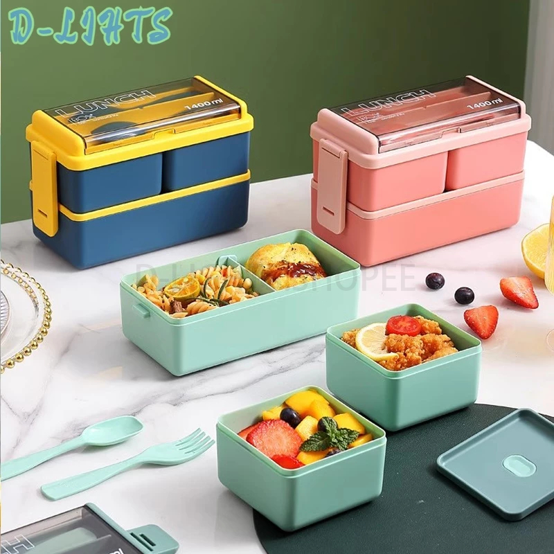 1400ML Large Capacity Double Layer Lunch Box High Quality Microwave ...