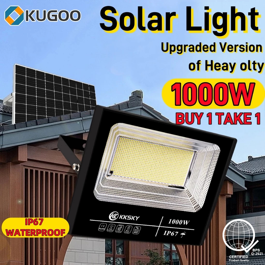 KUGOO solar light outdoor IP67 waterproof heavy duty flood light 1000 ...