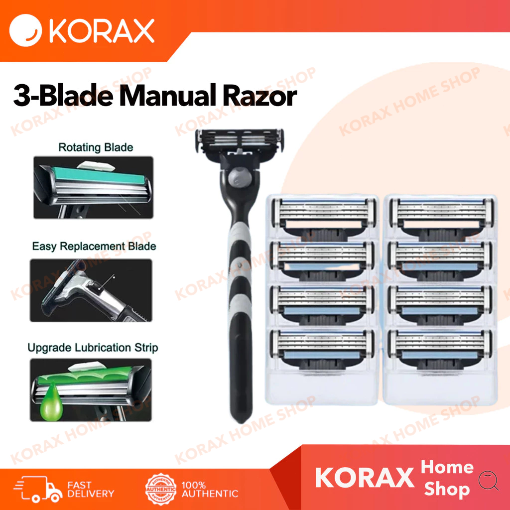 KORAX 3 Layers Triple manual razor shaver razor men's old-fashioned ...