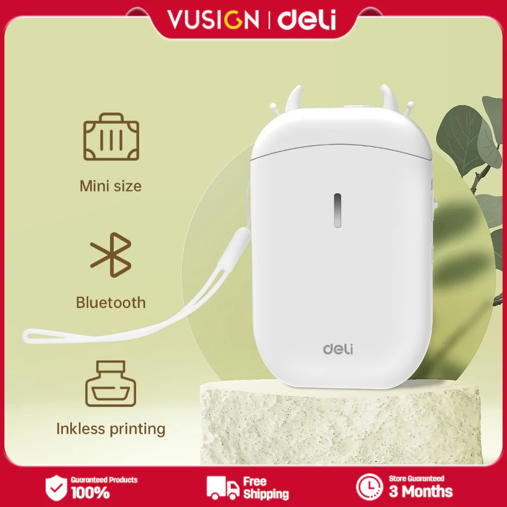 Deli Vusign Label Printer Mini Inkless Thermal Printer Half-inch ...