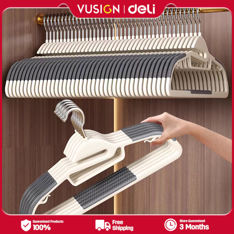 Deli Vusign 5/10PCS Cloth Hangers Coat Hanger Flocking Rack Non-slip ...