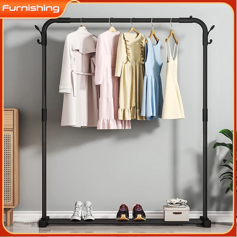 Mobile double pole hanging clothes rack with retractable folding ...