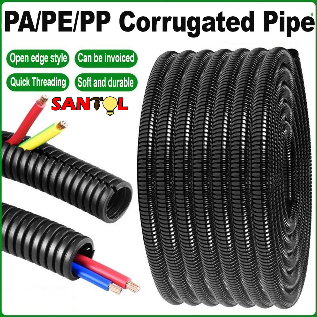 25-100m PP Corrugated Tube Pipe Insulation Flame Retardant Plastic Wire ...