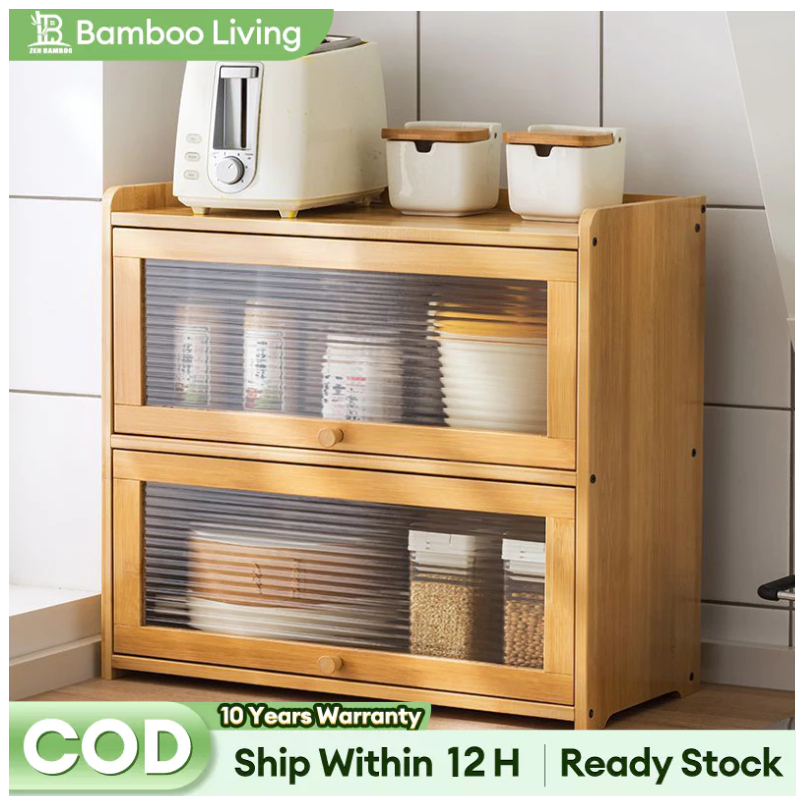 【On Hand】Bamboo Kitchen Cabinet Organizer 1/2/3 Layers Dish Rack ...