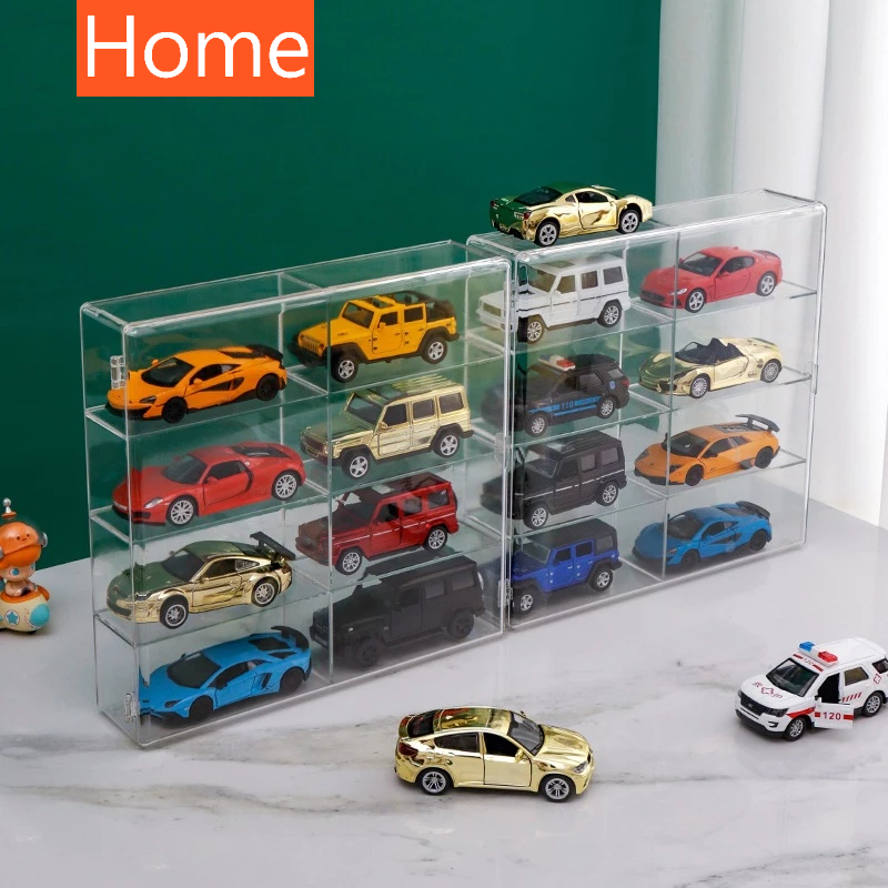 Transparent Separate-Grid Storage Rack Toy Car Parking Space Display ...