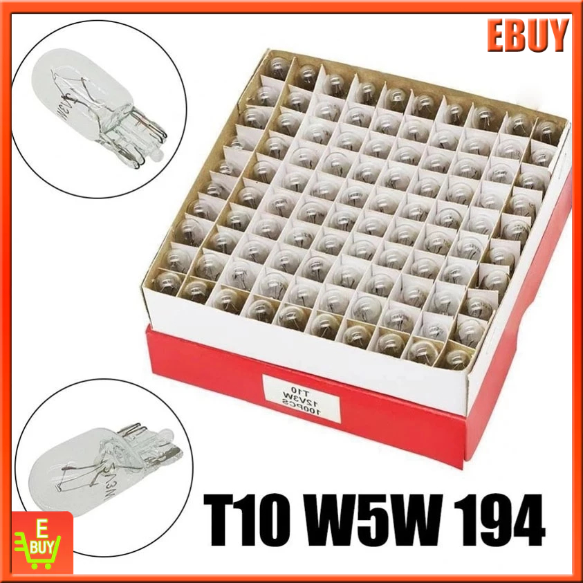 100 Pieces Automotive T10 Insert Bulb T10 12V 5W LED Clear Wedge Light ...