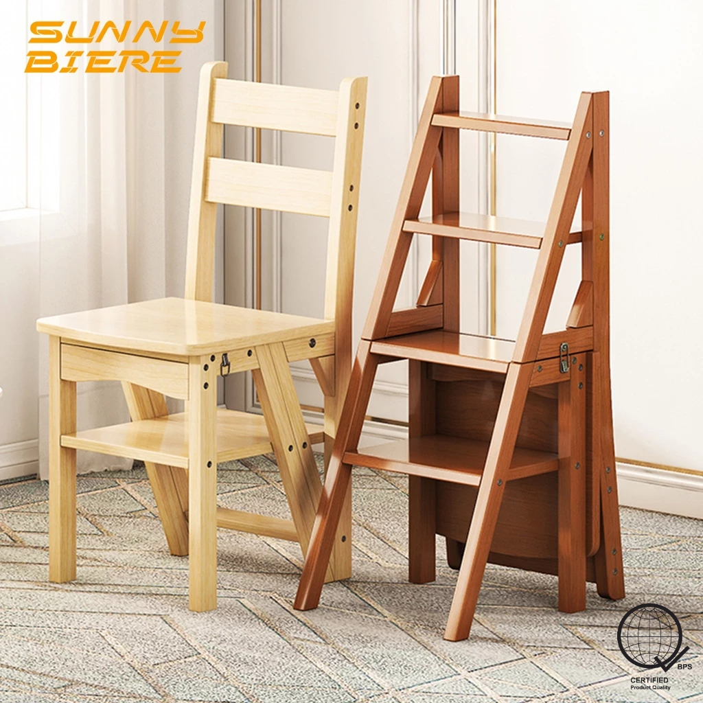 SUNNY BIERE Wooden Chair Bamboo Wood/Brown Ladder Changing Chair ...
